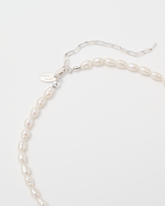 Rice Pearl Necklace Mid / Silver