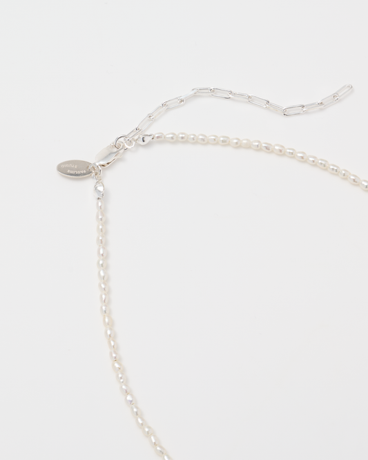 Rice Pearl Necklace Tiny / Silver