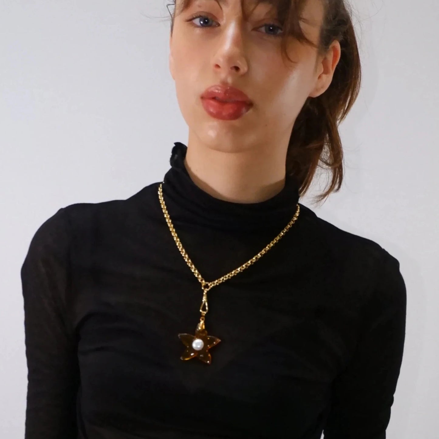 XL Star Belcher Chain Necklace / Amber