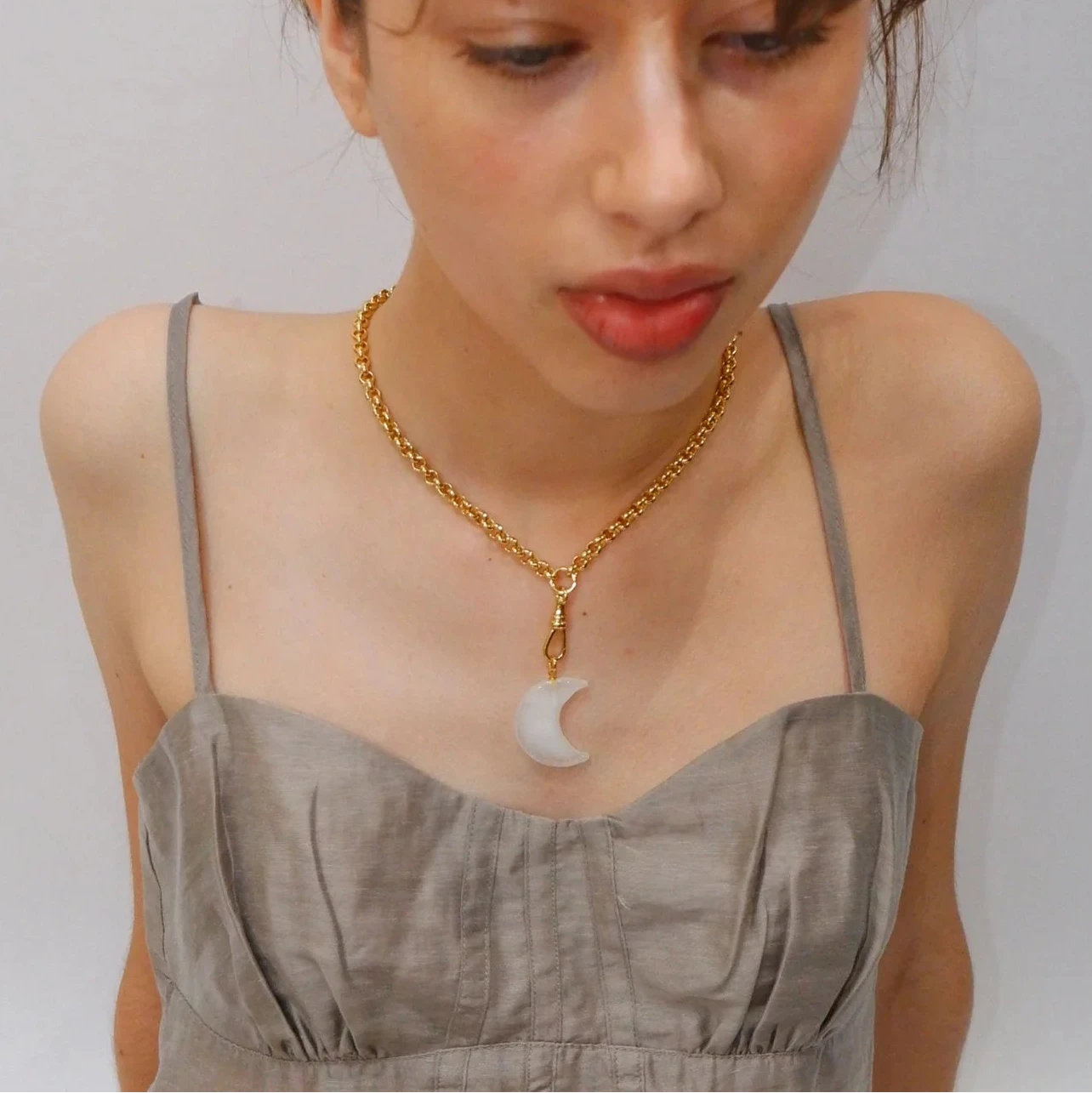 XL Luna Belcher Chain Necklace / Pearl