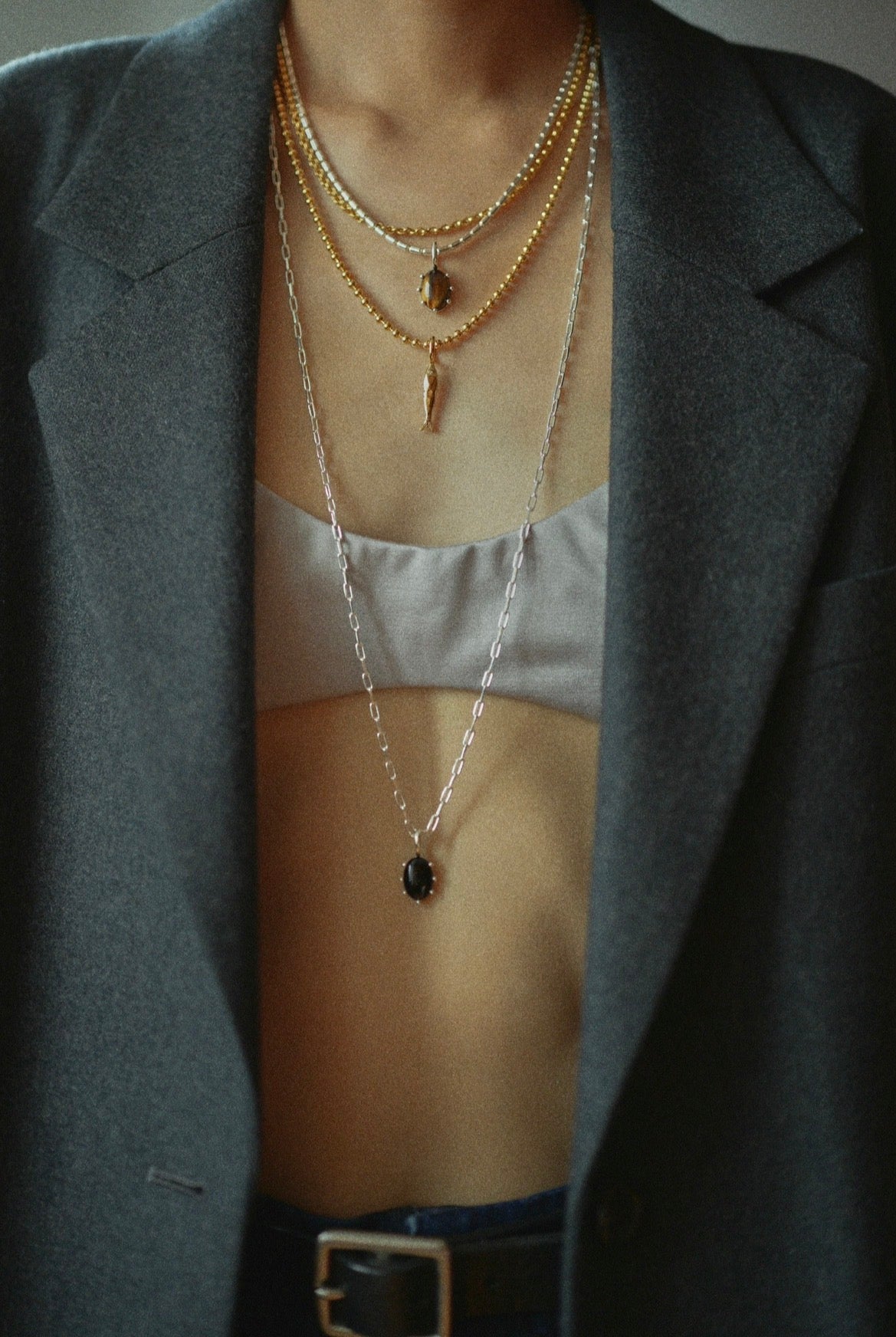 10月1日発送予定【予約商品】Stone Charm Tiger eye / Silver