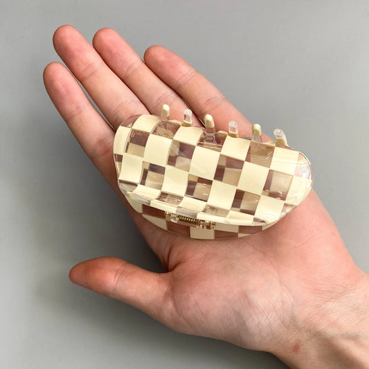 NEW Checker Claw Clip / White × Clear