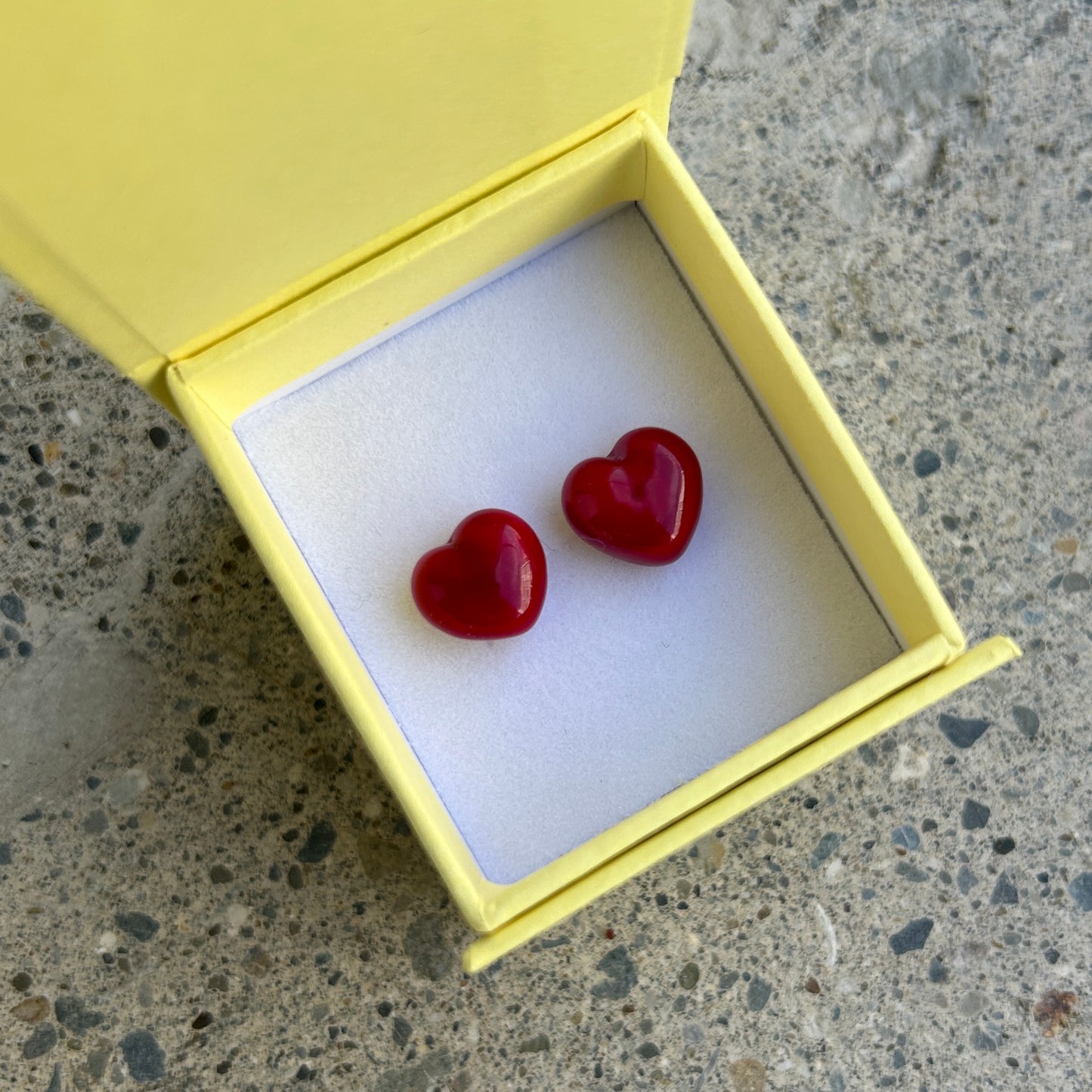 Love Glass Studs / Red
