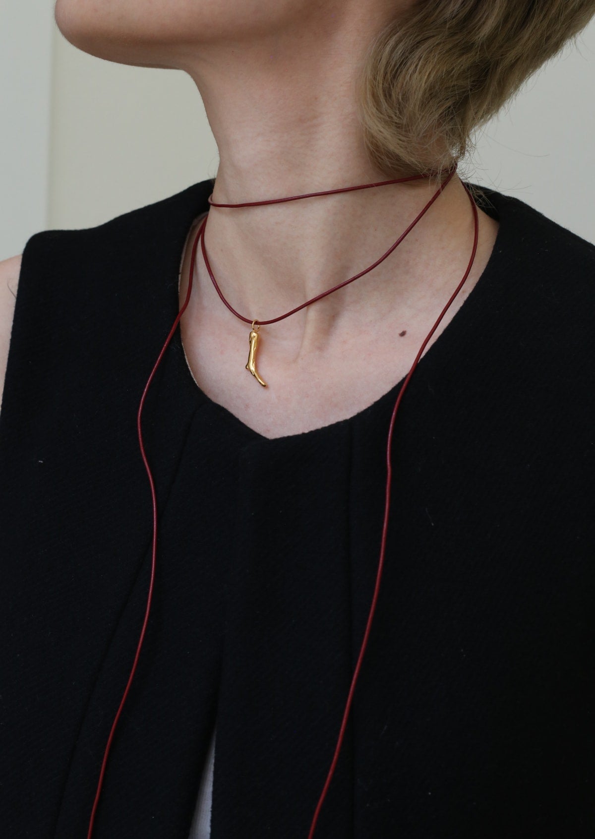 Molten Coral Leather Choker