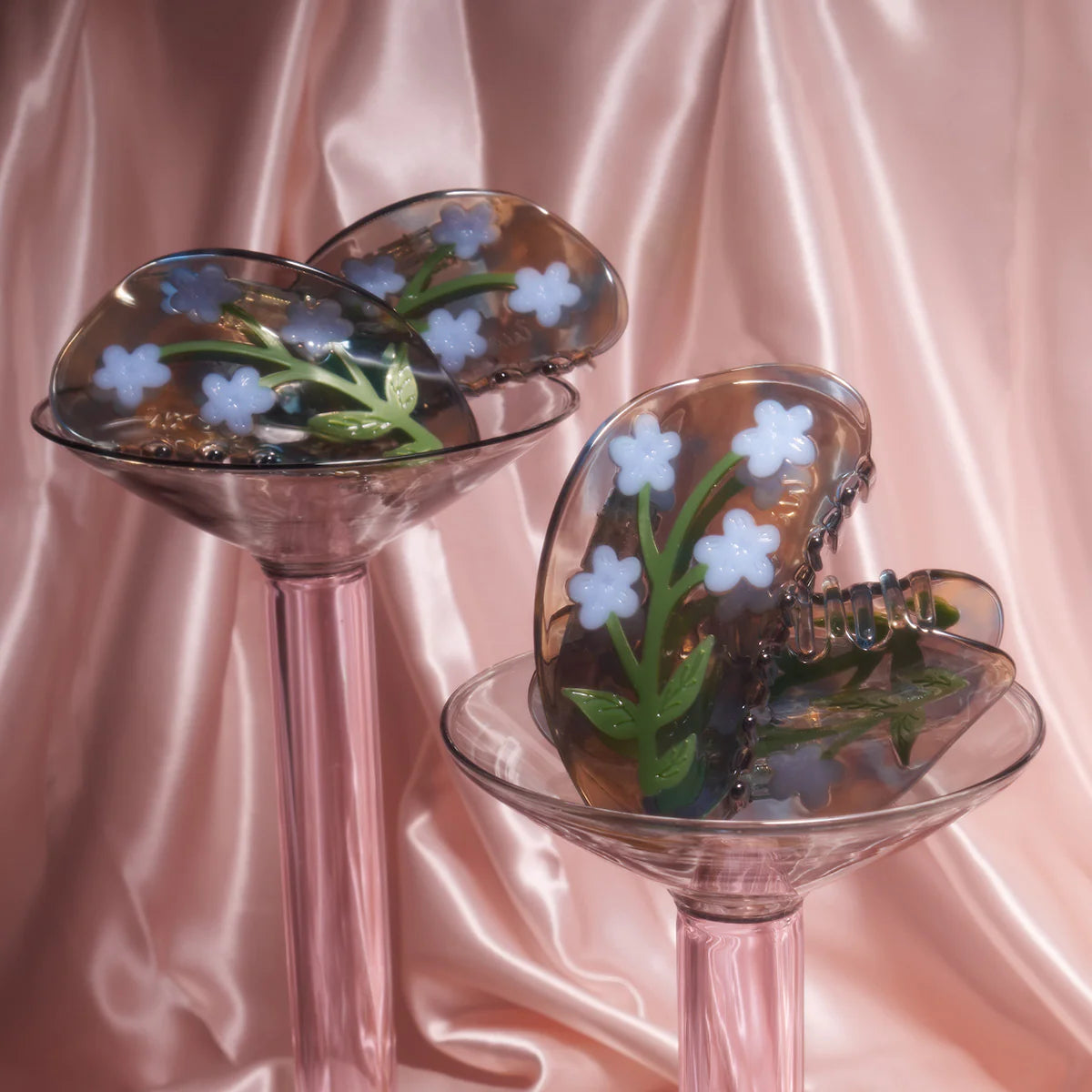 Flower Claw Clip L / Clear Marble