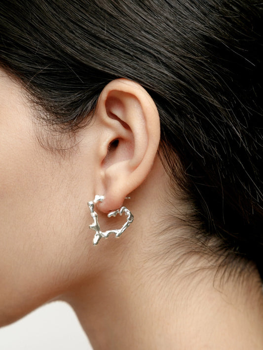 Miriam Heart Hoops / Silver
