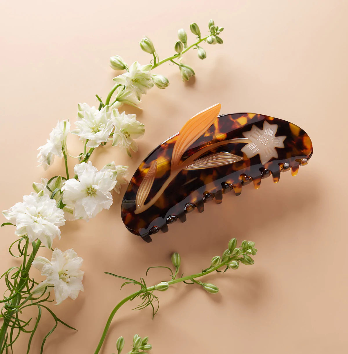Flower Claw Clip Long / Brown