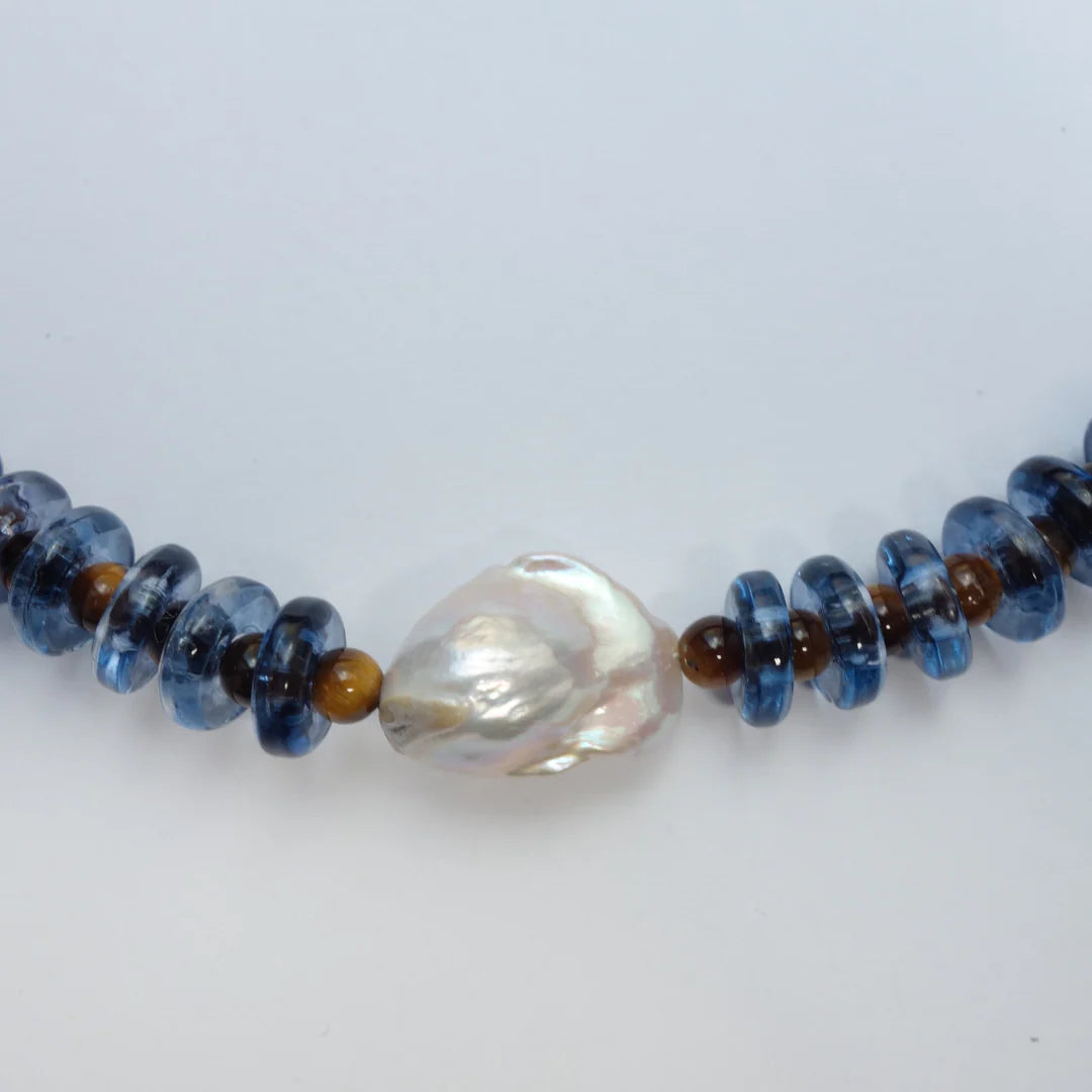 Rondelle Wave Necklace / Blue*Tiger Eye