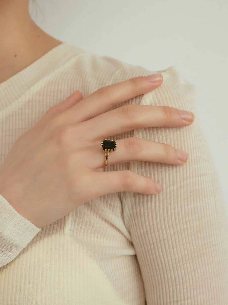 Ramona Stone Ring / Silver × Green