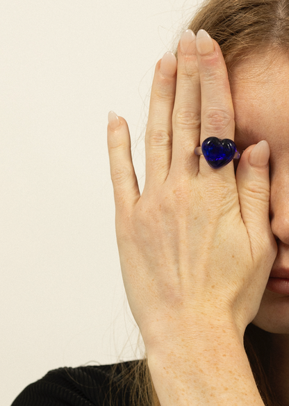 Love Glass Ring / Blue