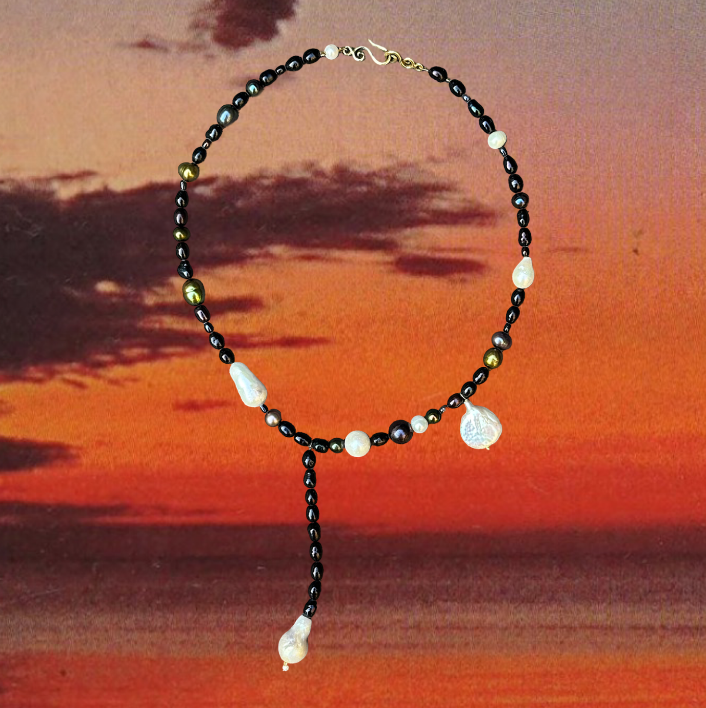 OOAK Pearl Necklace / Black