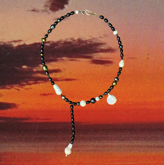 OOAK Pearl Necklace / Black