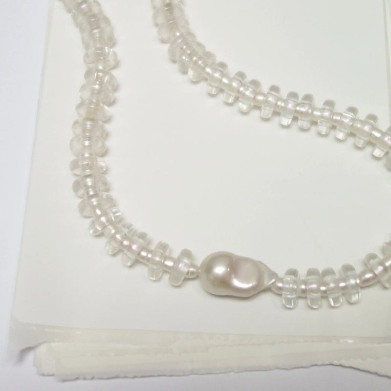 Rondelle Wave Necklace / Clear*Pearl