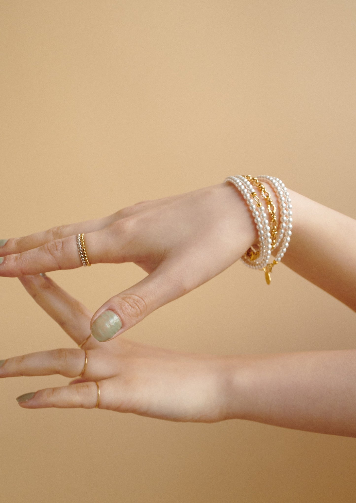 Many Way Long Pearl Necklace（Gold / Silver）