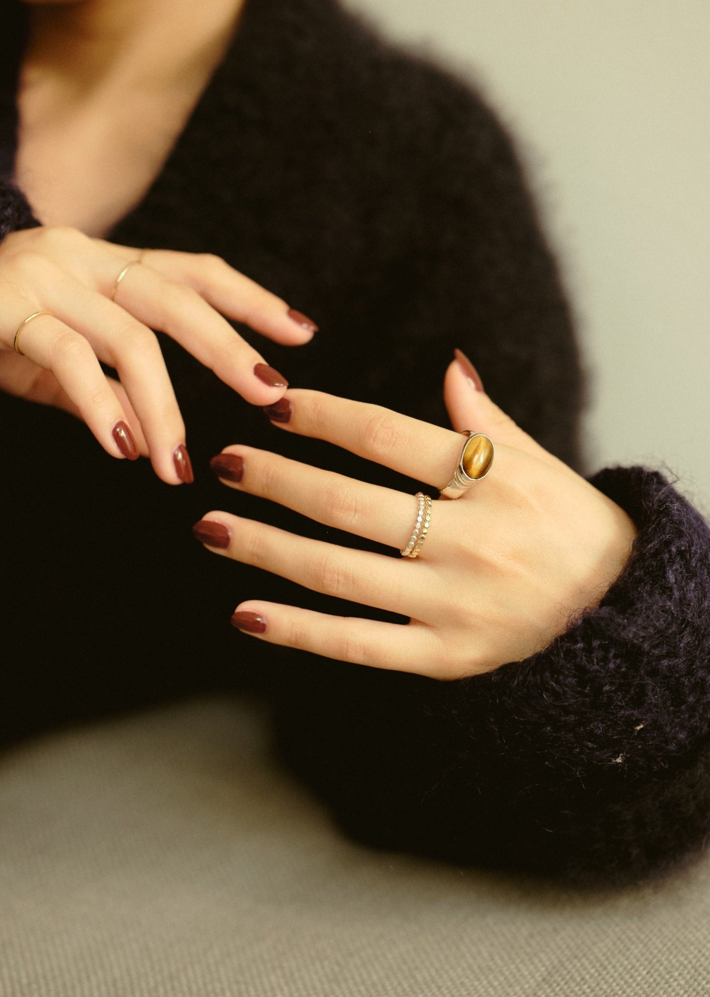 Column Tigers Eye Ring