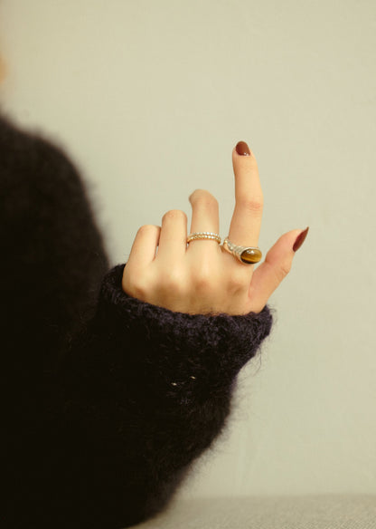 Column Tigers Eye Ring