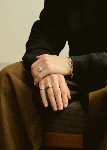 Column Tigers Eye Ring