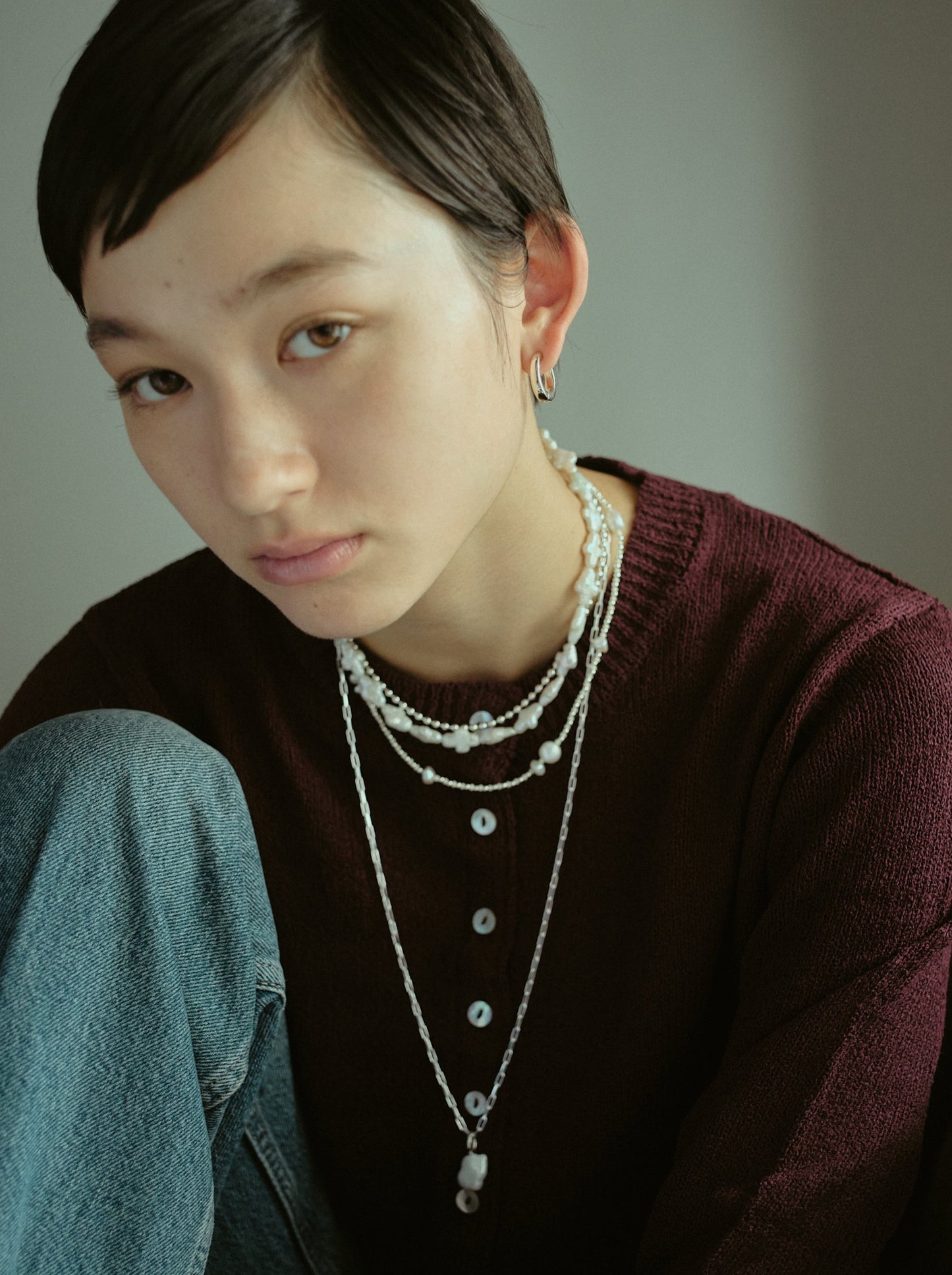 Cross Pearl Necklace（Gold / Silver）