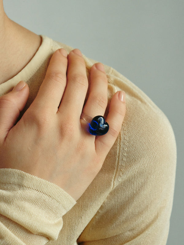 Love Glass Ring / Blue