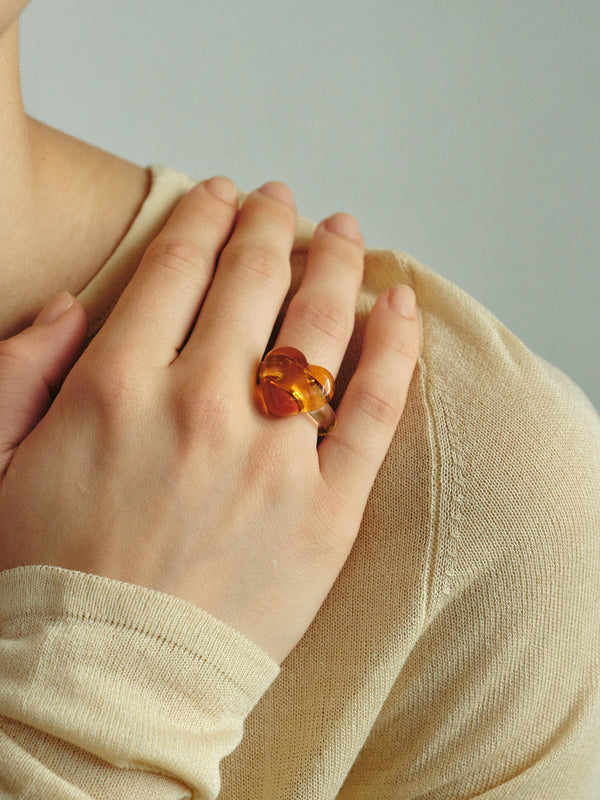 Love Glass Ring / Amber