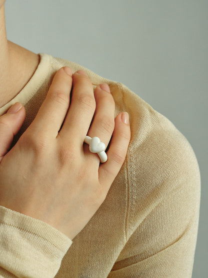 Ivory Glass Ring / Love