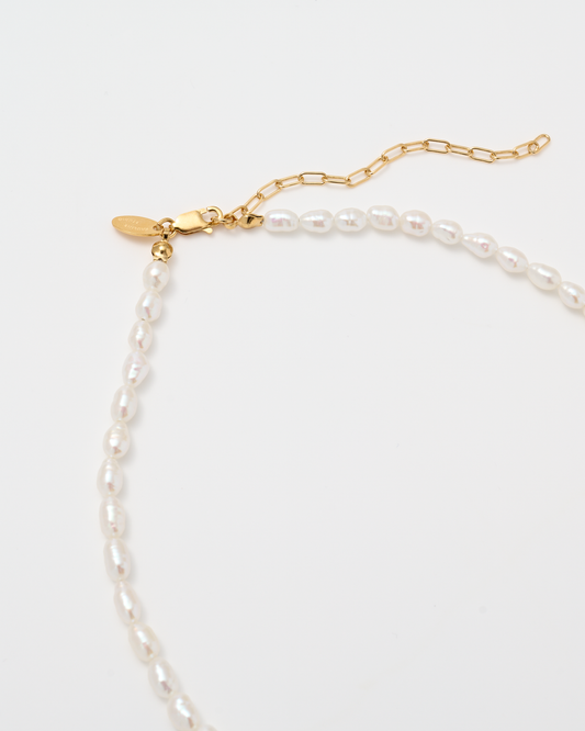 Rice Pearl Necklace  Mid / Gold