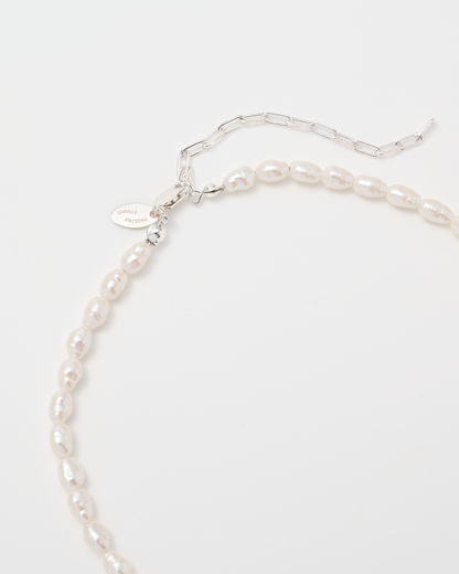 Rice Pearl Necklace  Mid / Silver