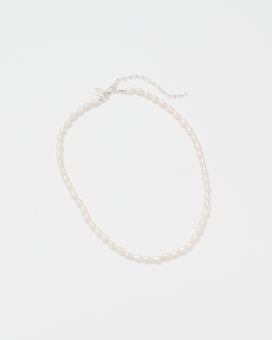 Rice Pearl Necklace  Mid / Silver