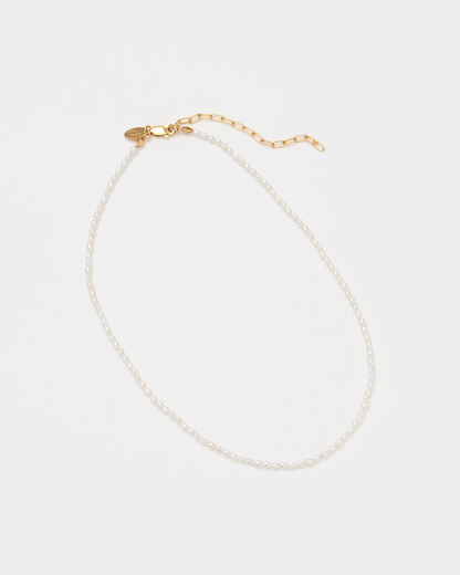Rice Pearl Necklace Tiny / Gold