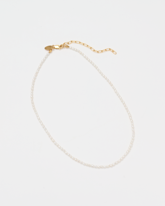 Rice Pearl Necklace Tiny / Gold