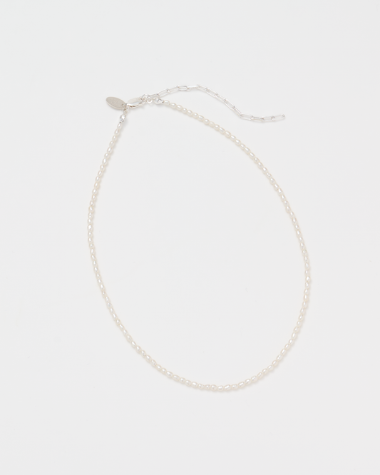 Rice Pearl Necklace Tiny / Silver