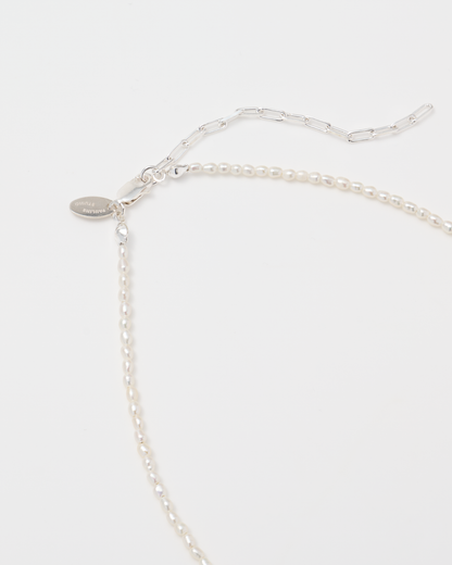 Rice Pearl Necklace Tiny / Silver