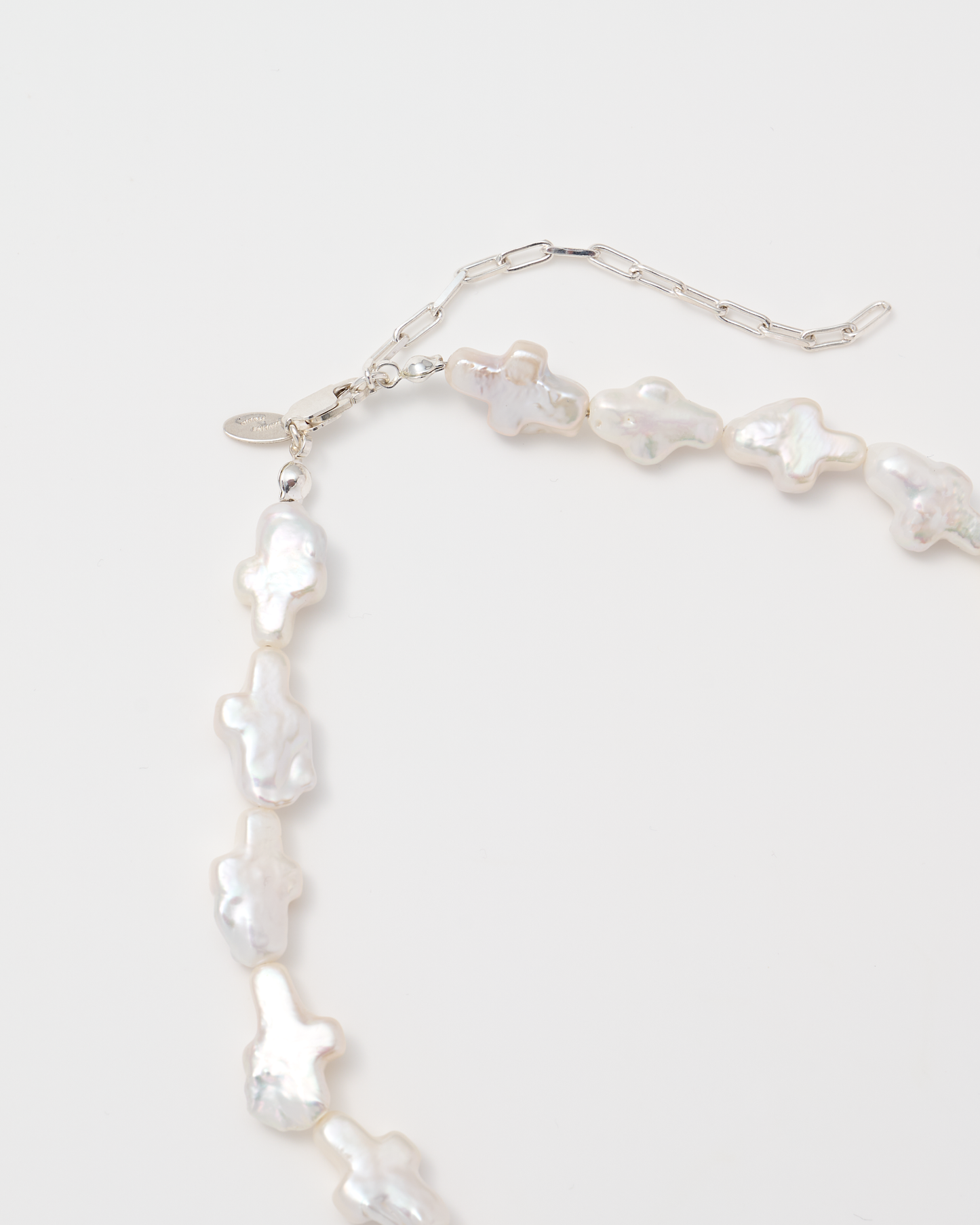Cross Pearl Necklace / Silver
