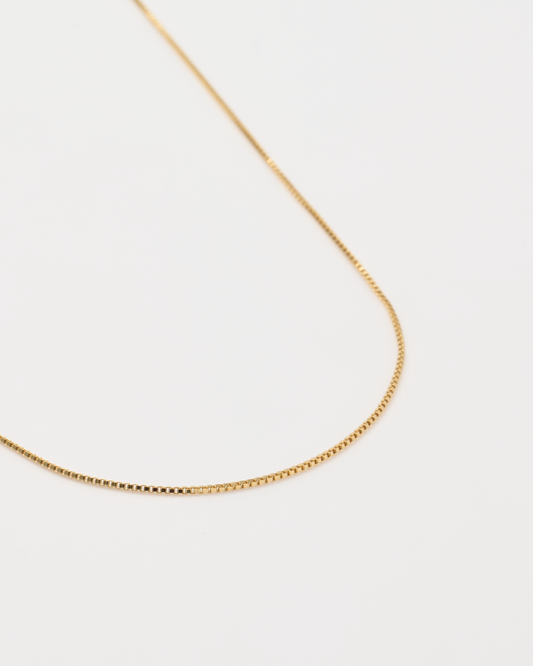 Thin Box Chain Necklace / Gold