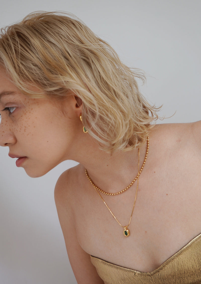 Freya Stone Necklace / Gold × Green