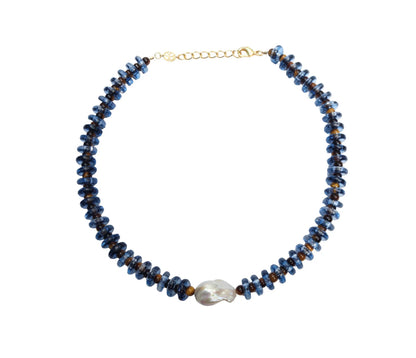 Rondelle Wave Necklace / Blue*Tiger Eye