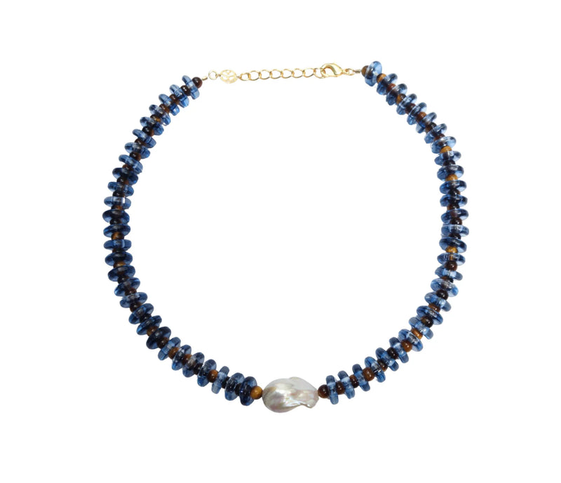 Rondelle Wave Necklace / Blue*Tiger Eye
