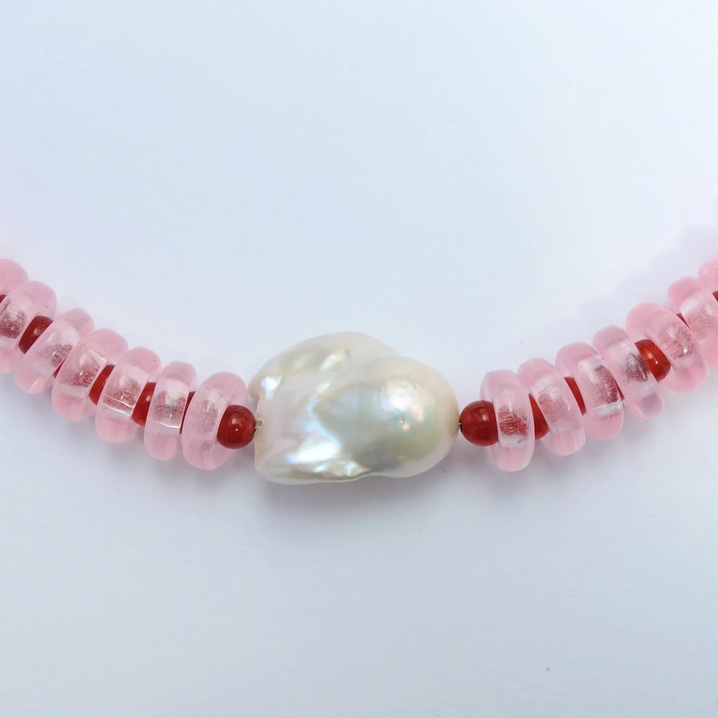 Rondelle Wave Necklace / Pink*Red