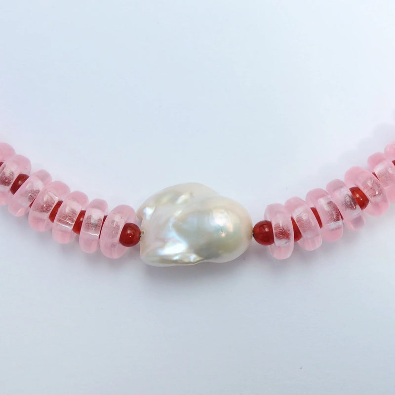 Rondelle Wave Necklace / Pink*Red