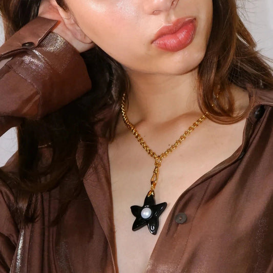 XL Star Belcher Chain Necklace / Black