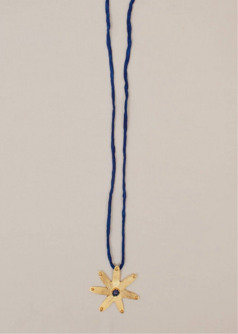 Blue Stella Silk Necklace