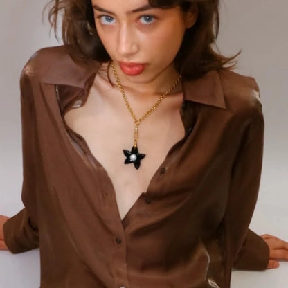 XL Star Belcher Chain Necklace / Black