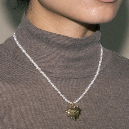 Milagros Heart & Pearl Necklace