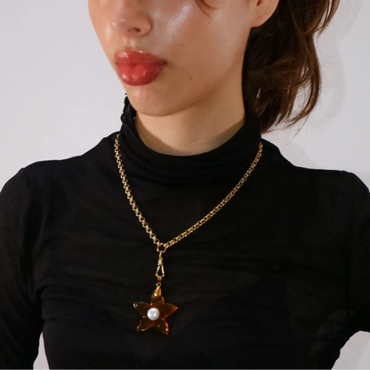 XL Star Belcher Chain Necklace / Amber