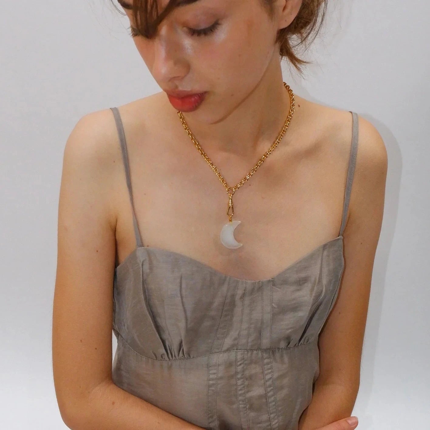 XL Luna Belcher Chain Necklace / Pearl