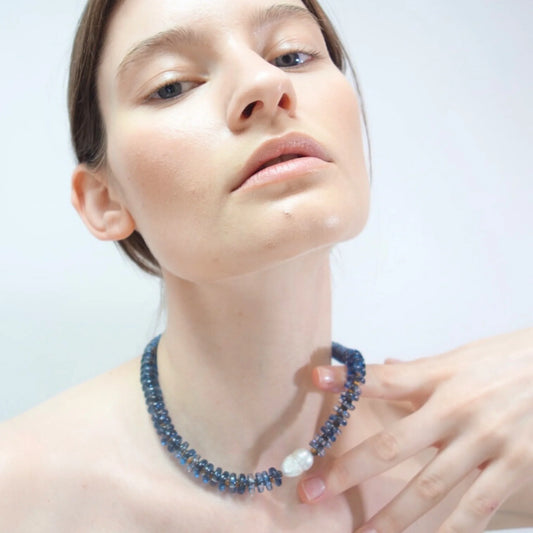 Rondelle Wave Necklace / Blue*Tiger Eye