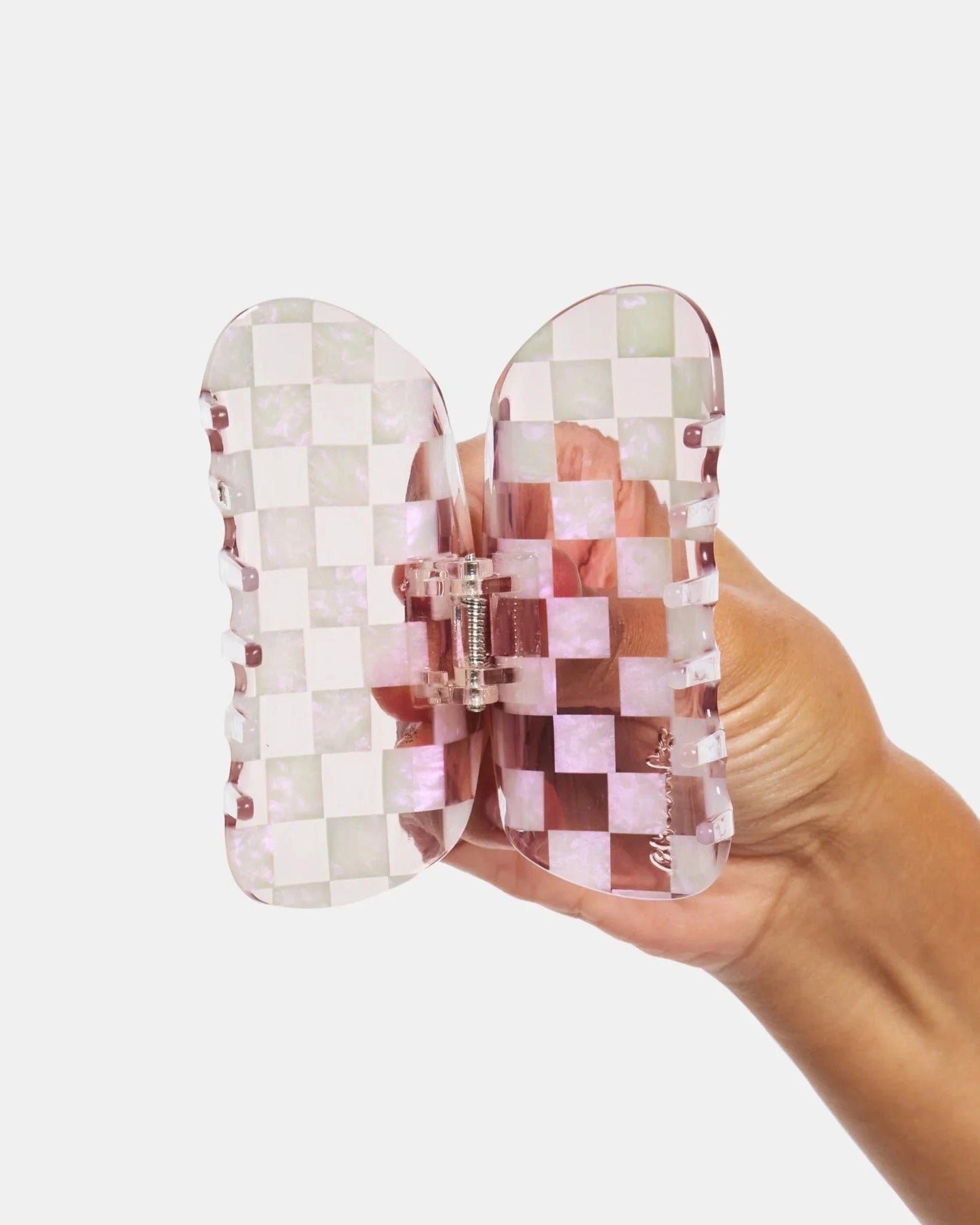 Checker Claw Clip / Smoky Quartz x Clear