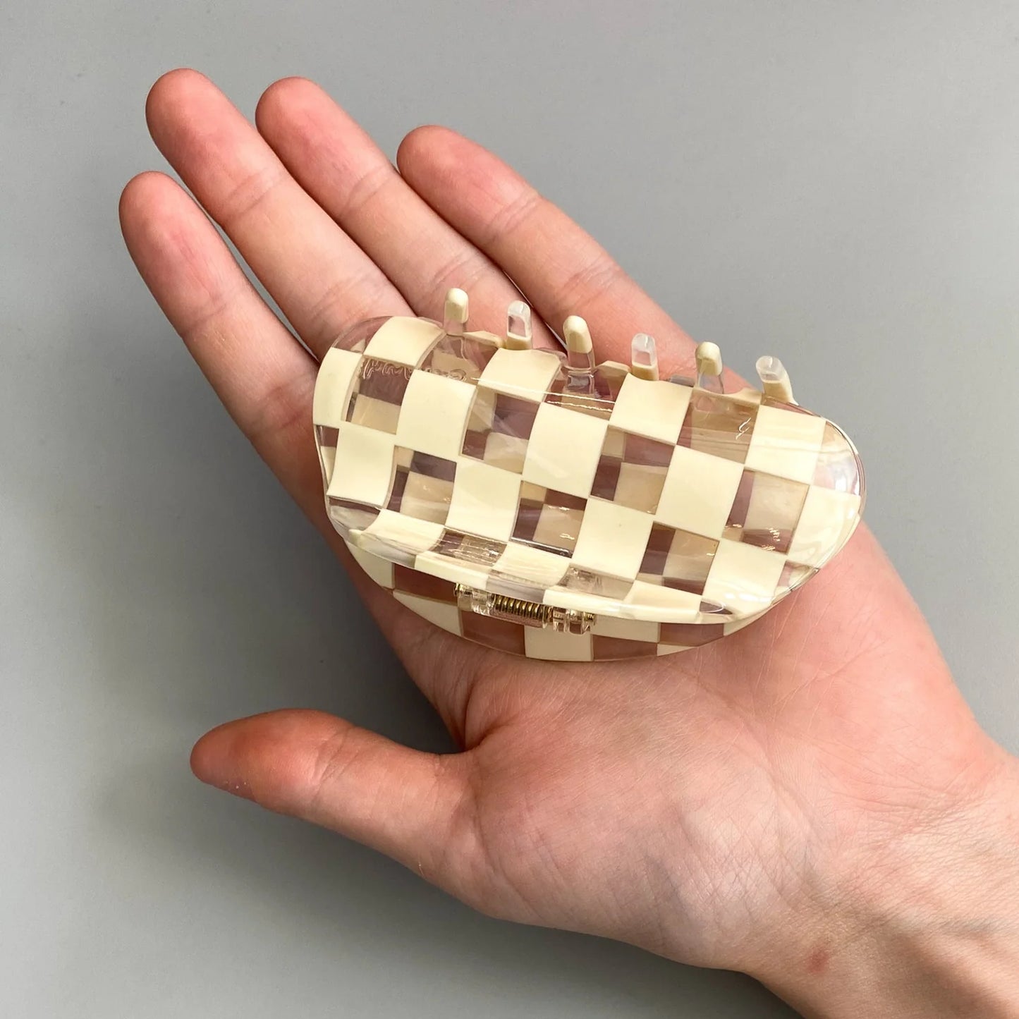 NEW Checker Claw Clip / White × Clear