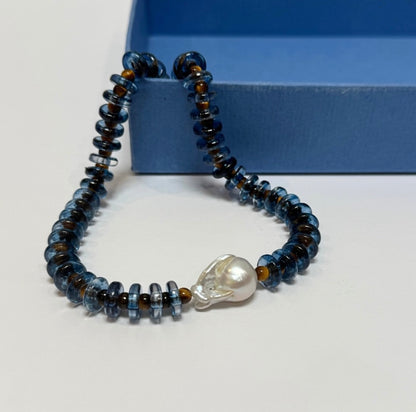 Rondelle Wave Necklace / Blue*Tiger Eye