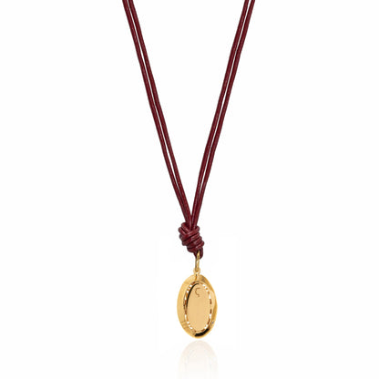 Angel Oval Leather Necklace